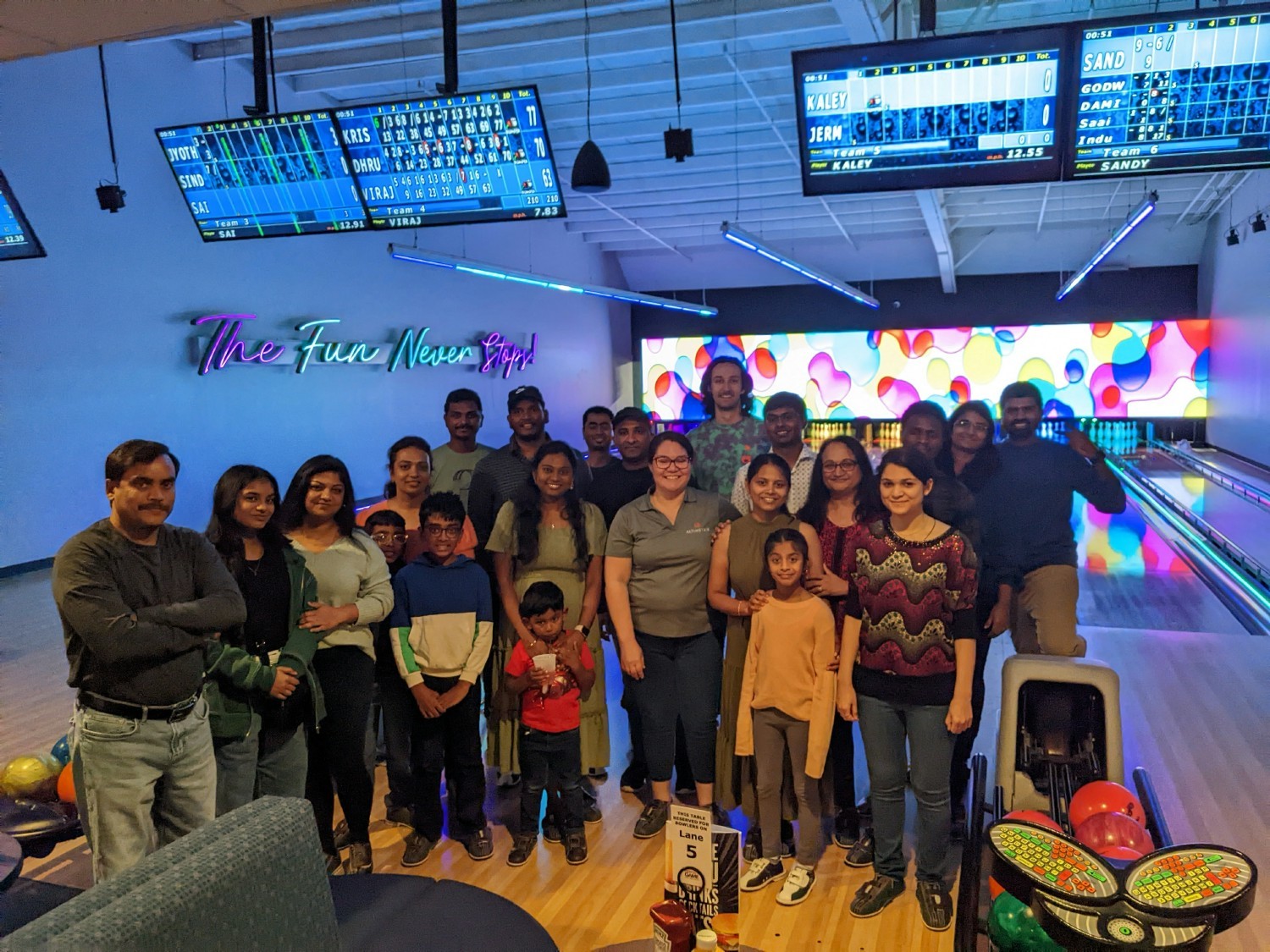 Altimetrians and their familes enjoying a bowling event.
