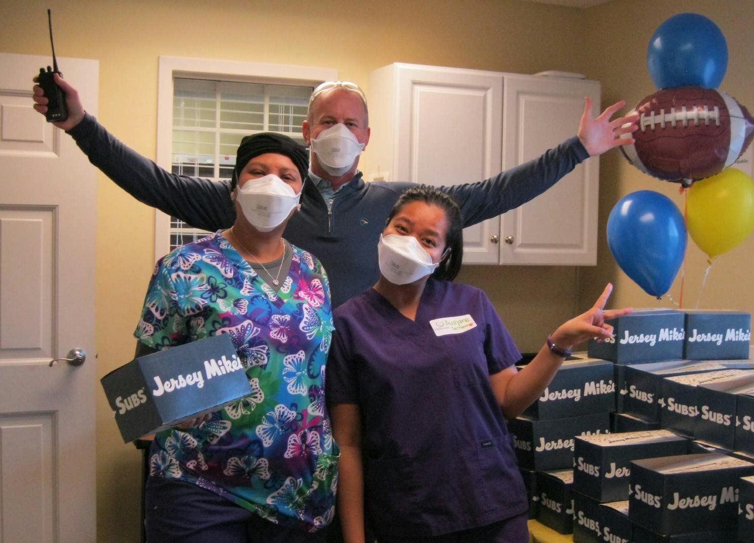 Our CFO cheering for his favorite team during a Super Bowl celebration