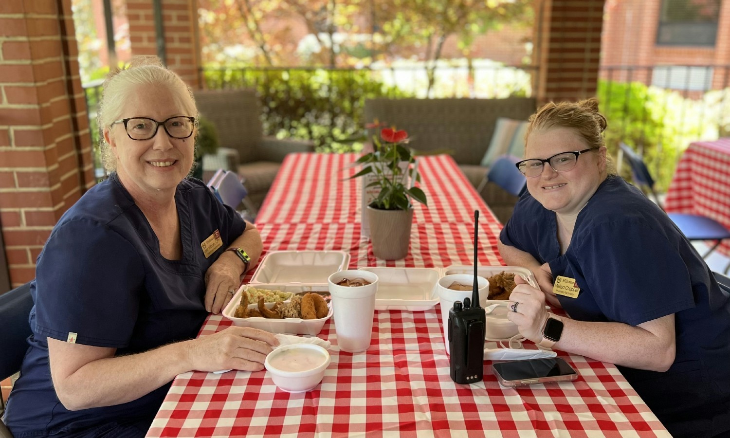 Our pharmacy team taking a break to enjoy lunch during National Skilled Nursing Care Week