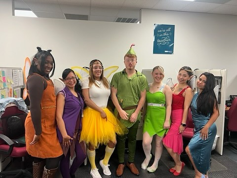 Onsite staff dressed up for Halloween.