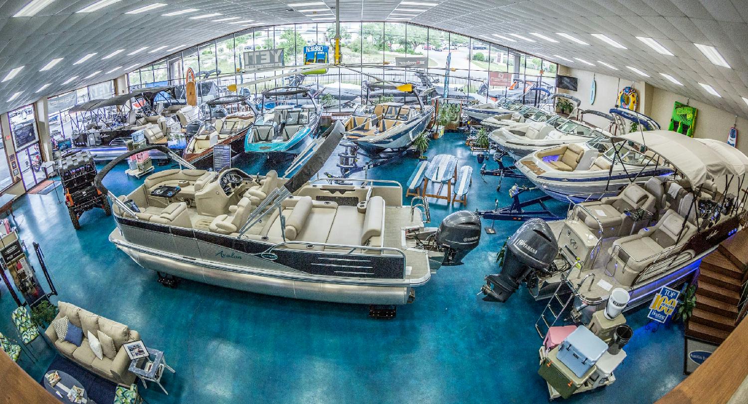 inside new boat showroom