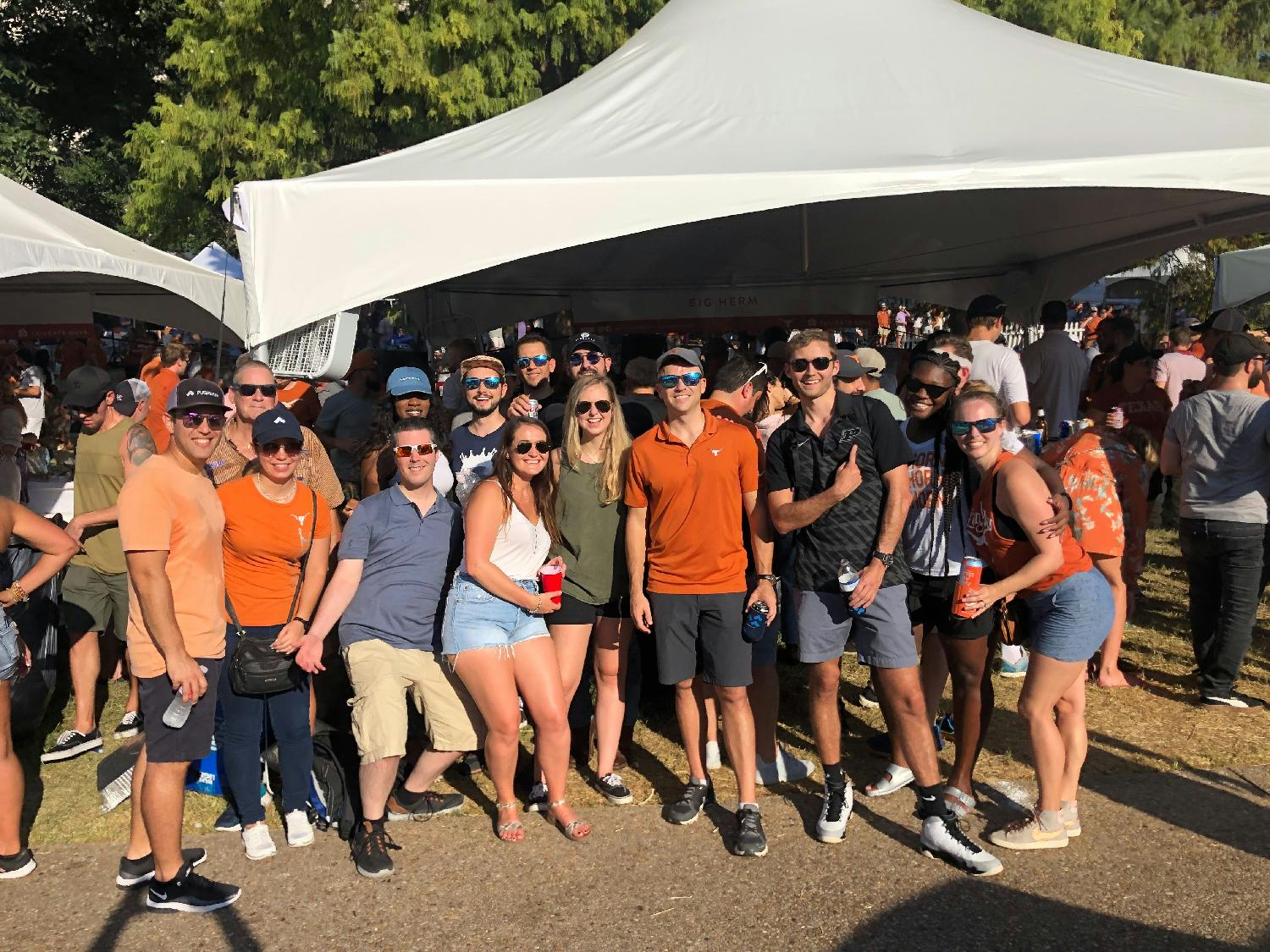 Company tailgate at the local UT Austin game. Hook 'em! 
