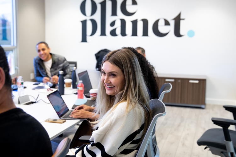 Team members during a meeting at headquarters.