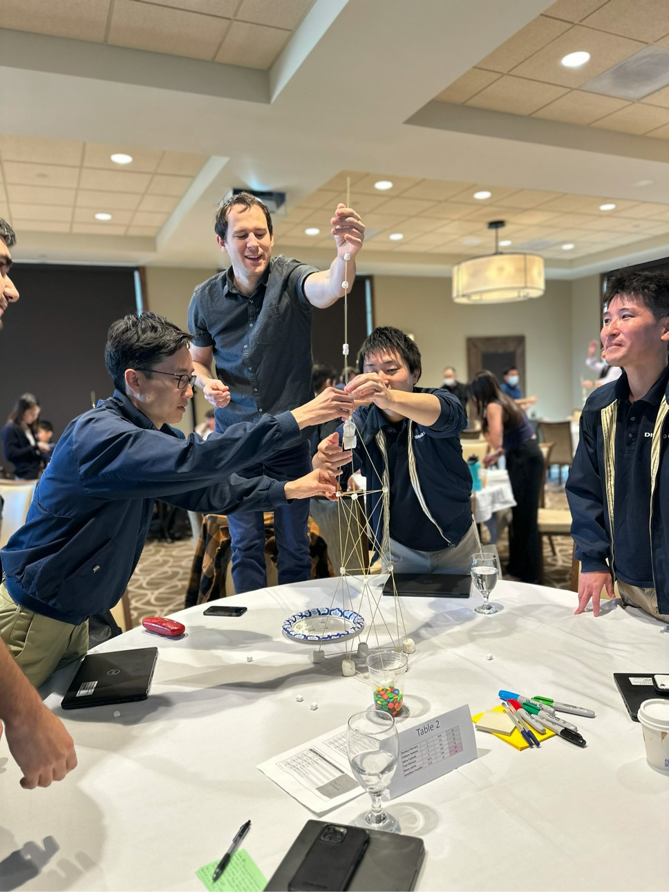 We work as a team to solve challenges, even if it's made of marshmallows 