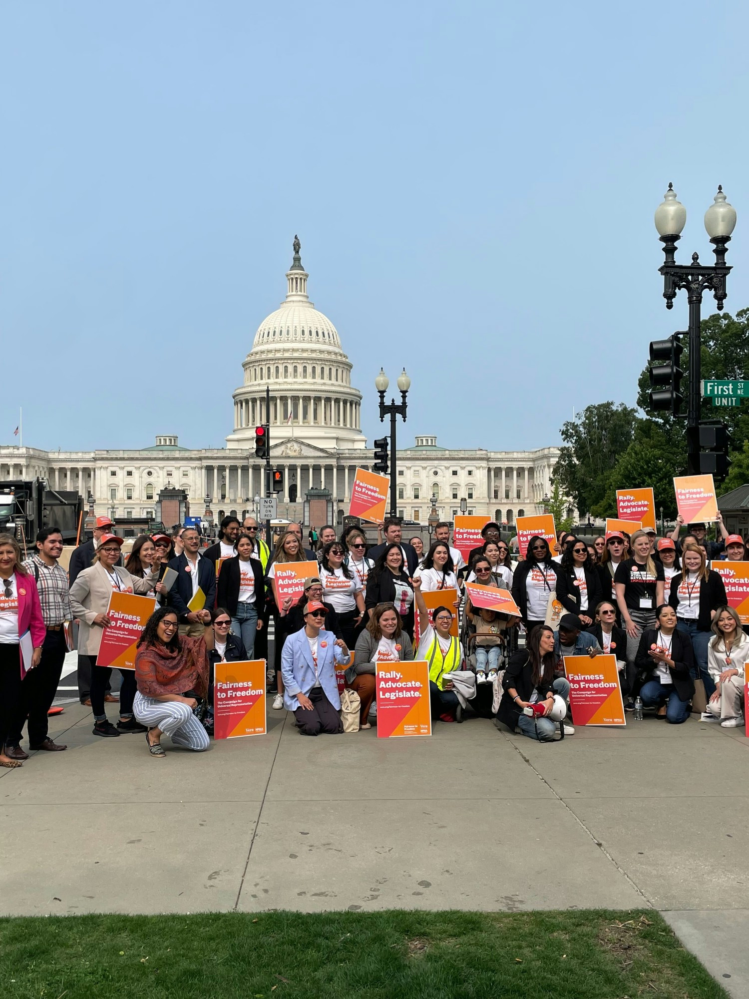 Vera's Advancing Universal Representation team convening in Washington D.C. to advocate for the Fairness to Freedom Act.
