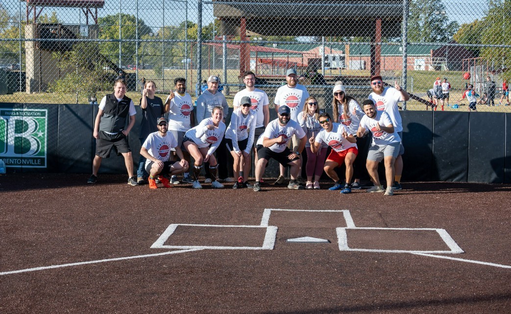 Kicking it for a cause! Having a blast playing kickball in support of NWA Children's Shelter. 