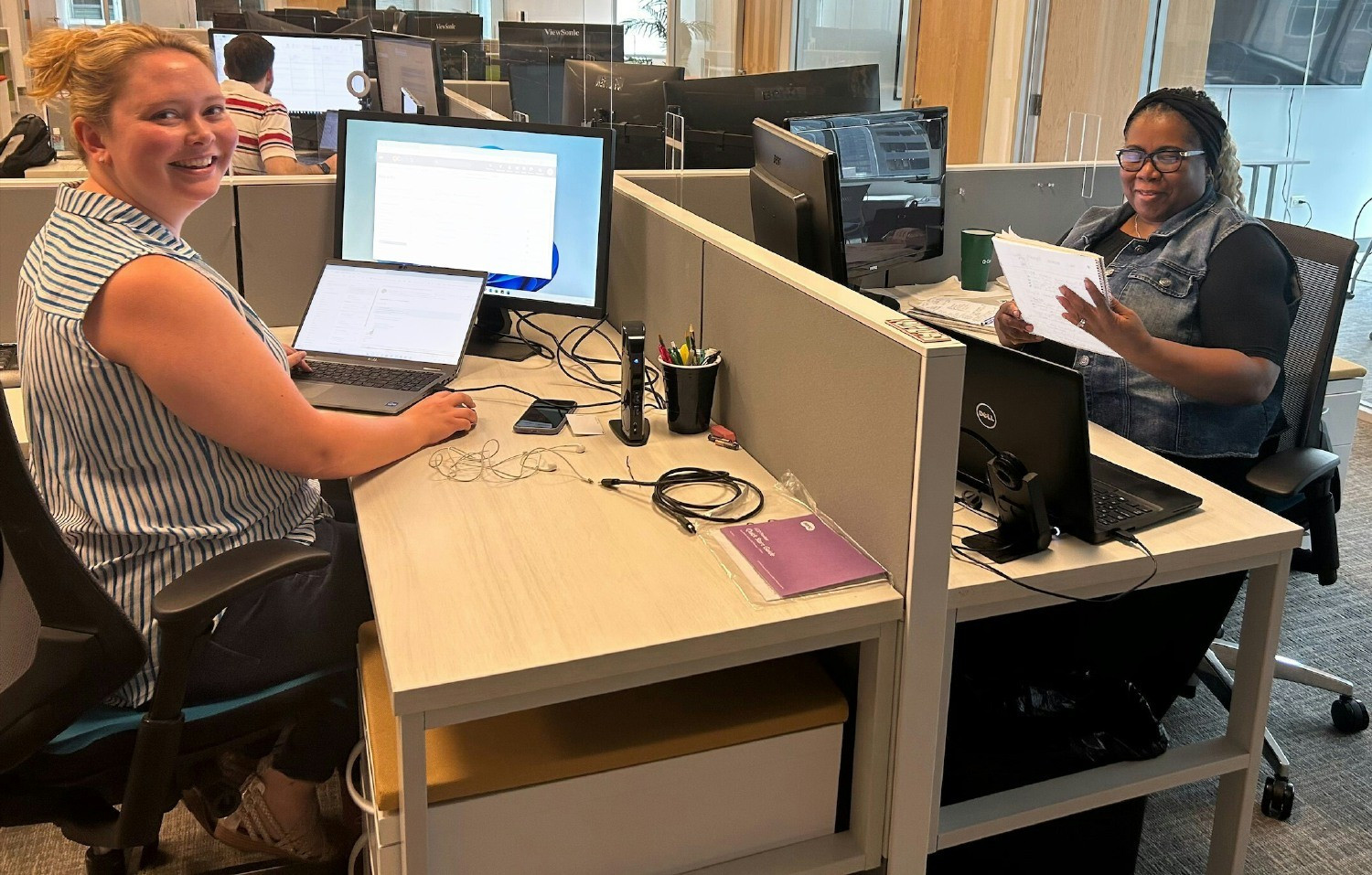 Q-Cers near a physical office can work 100% remotely or in a hybrid arrangement, like our payroll team pictured here!