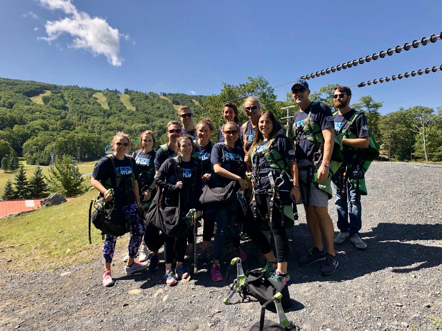 One of our Team Days zip lining down Pennsylvania's longest zip line!