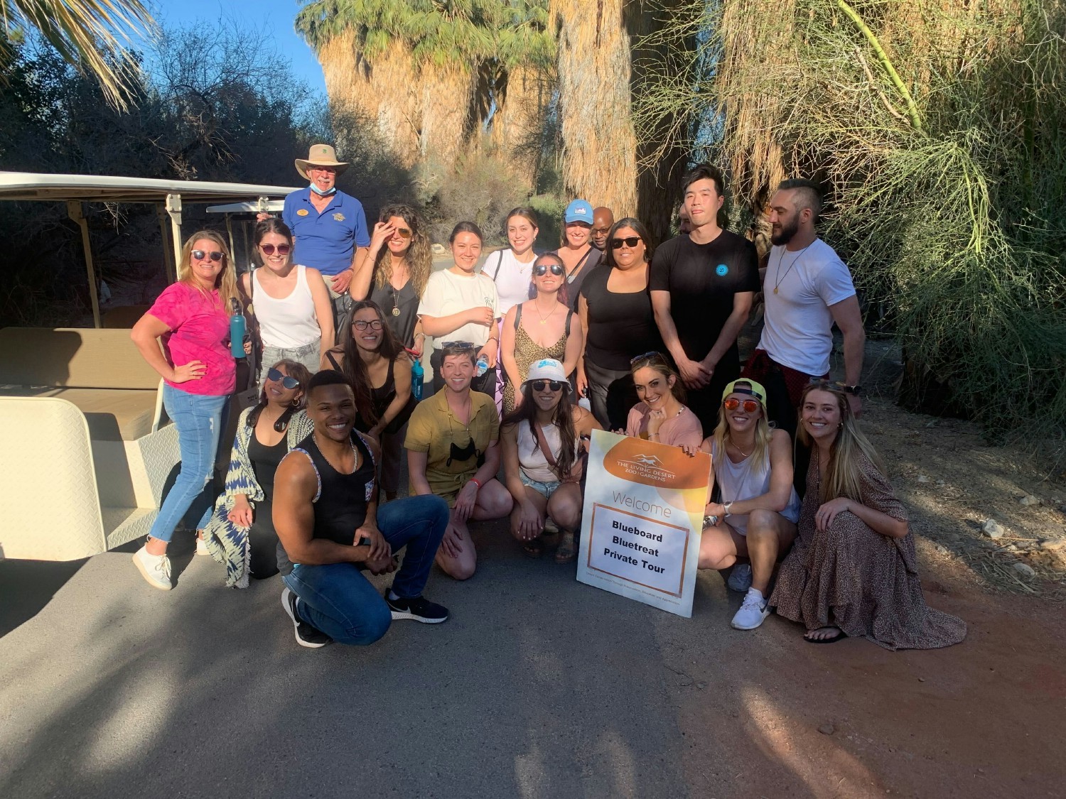 Our team enjoying a private tour of the Living Desert in Palm Springs, where they fed giraffes by hand! #blueboarding