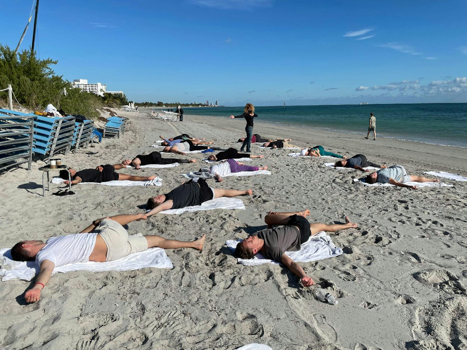 Socially distanced yoga for our team to relax and unwind! 