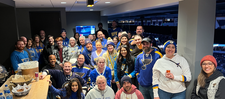 Abile Group in St. Louis enjoyed a Blues game for our 2023 Holiday event!