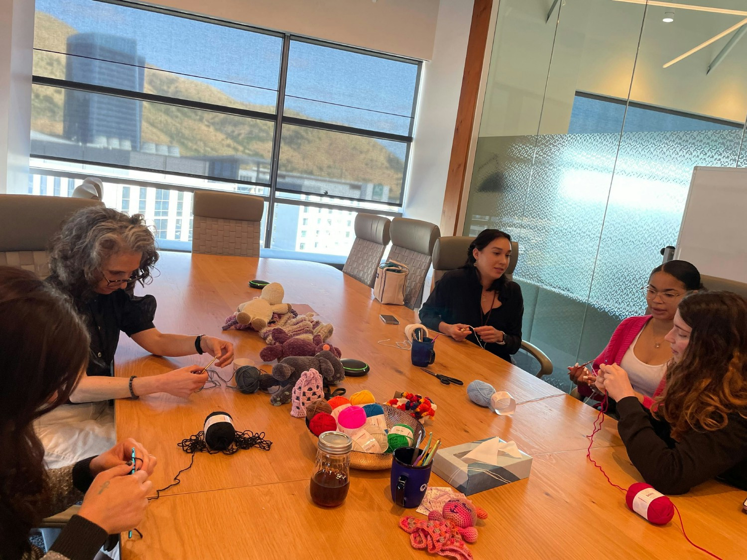 Recognizing the importance of Mental Health Awareness Month, one activity was coming together to learn how to crochet!