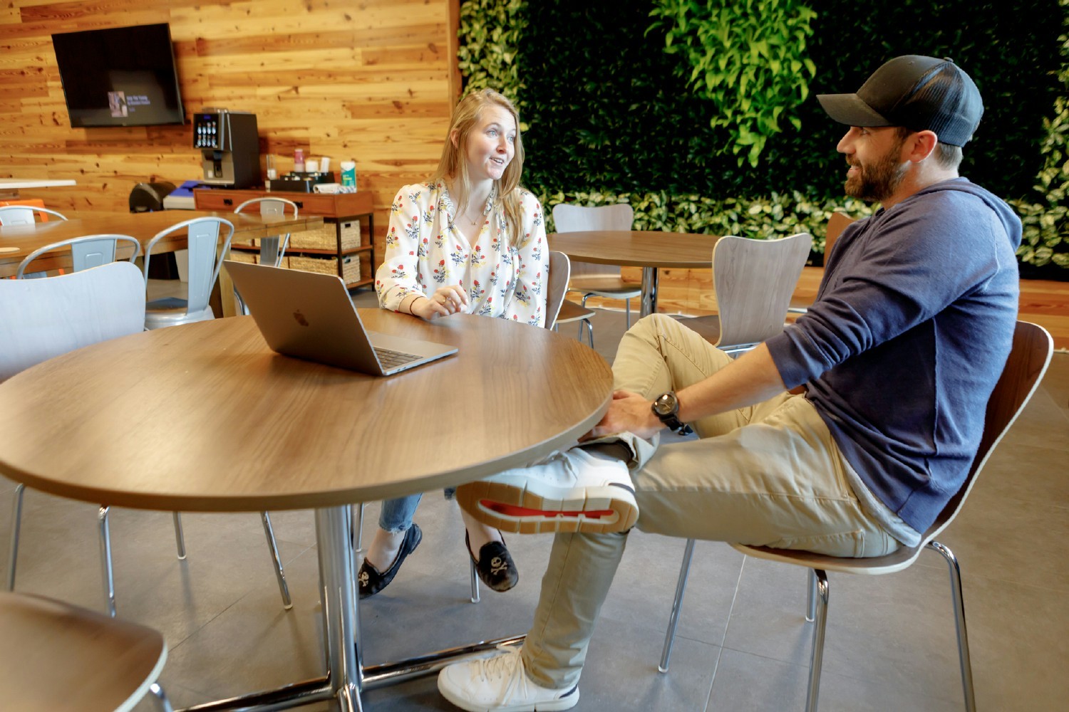 Meetings taking place in the cafeteria of our Charleston, SC office.