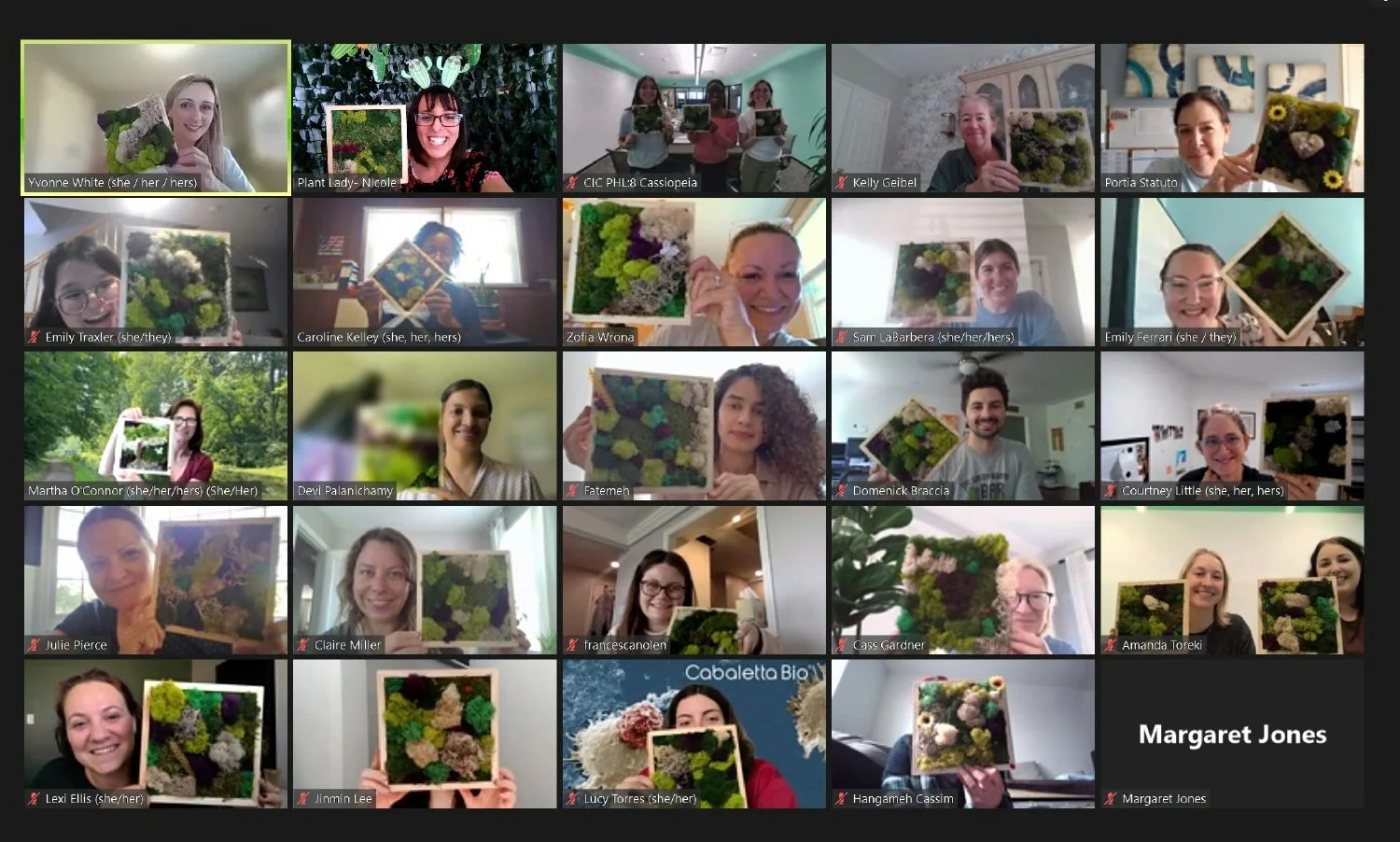 One of our virtual culture committee events - Moss Wall Art!