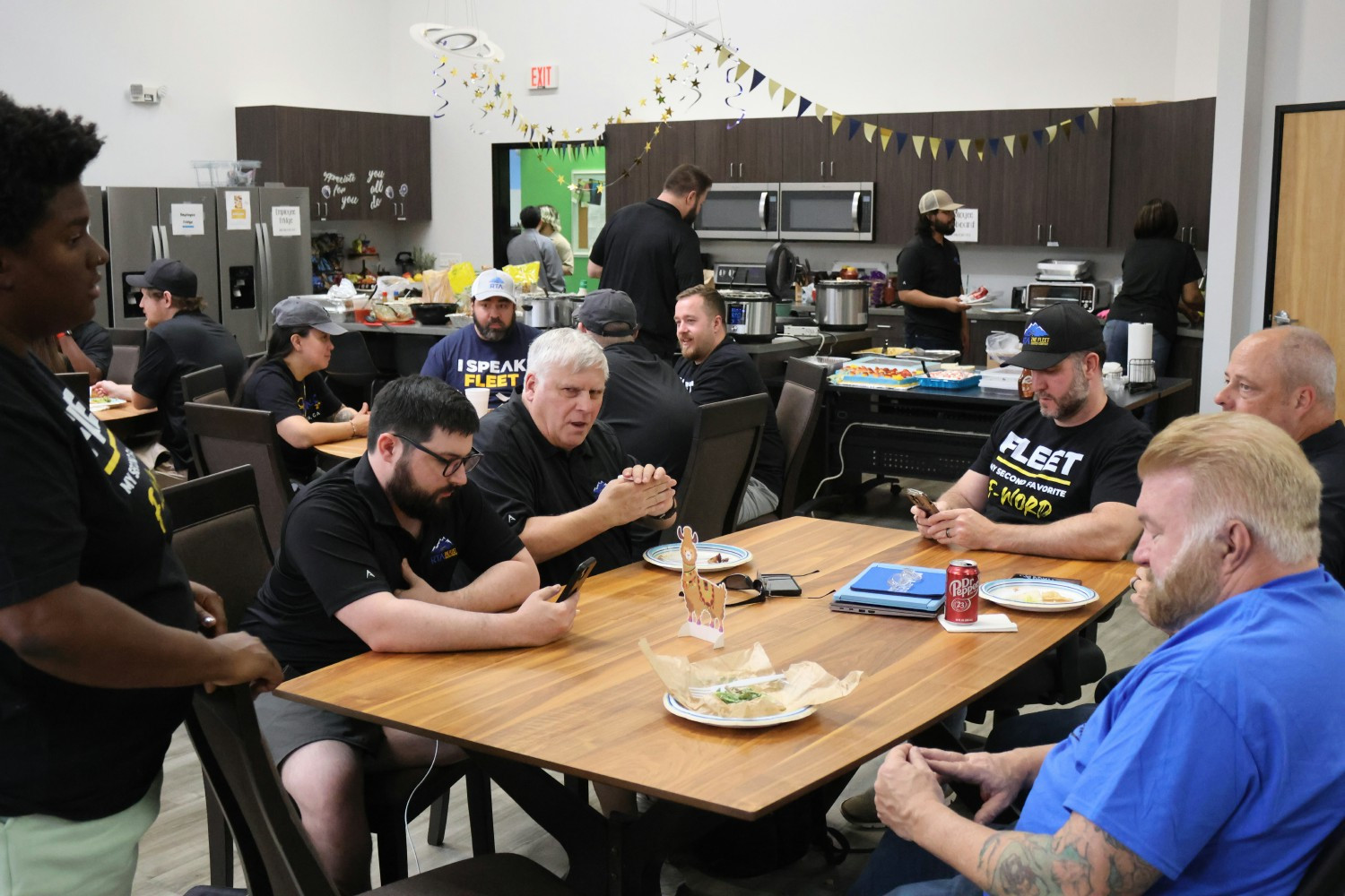 We have a yearly spirit week where we have a lot of food and fun. This is some of the company doing both. 