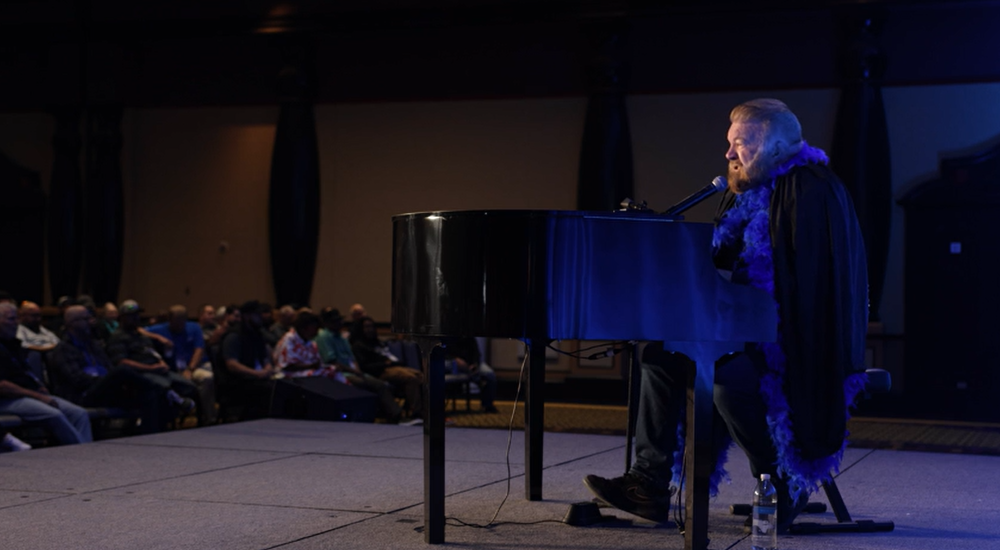 Our VP of Sales get up to sing for a company event. 