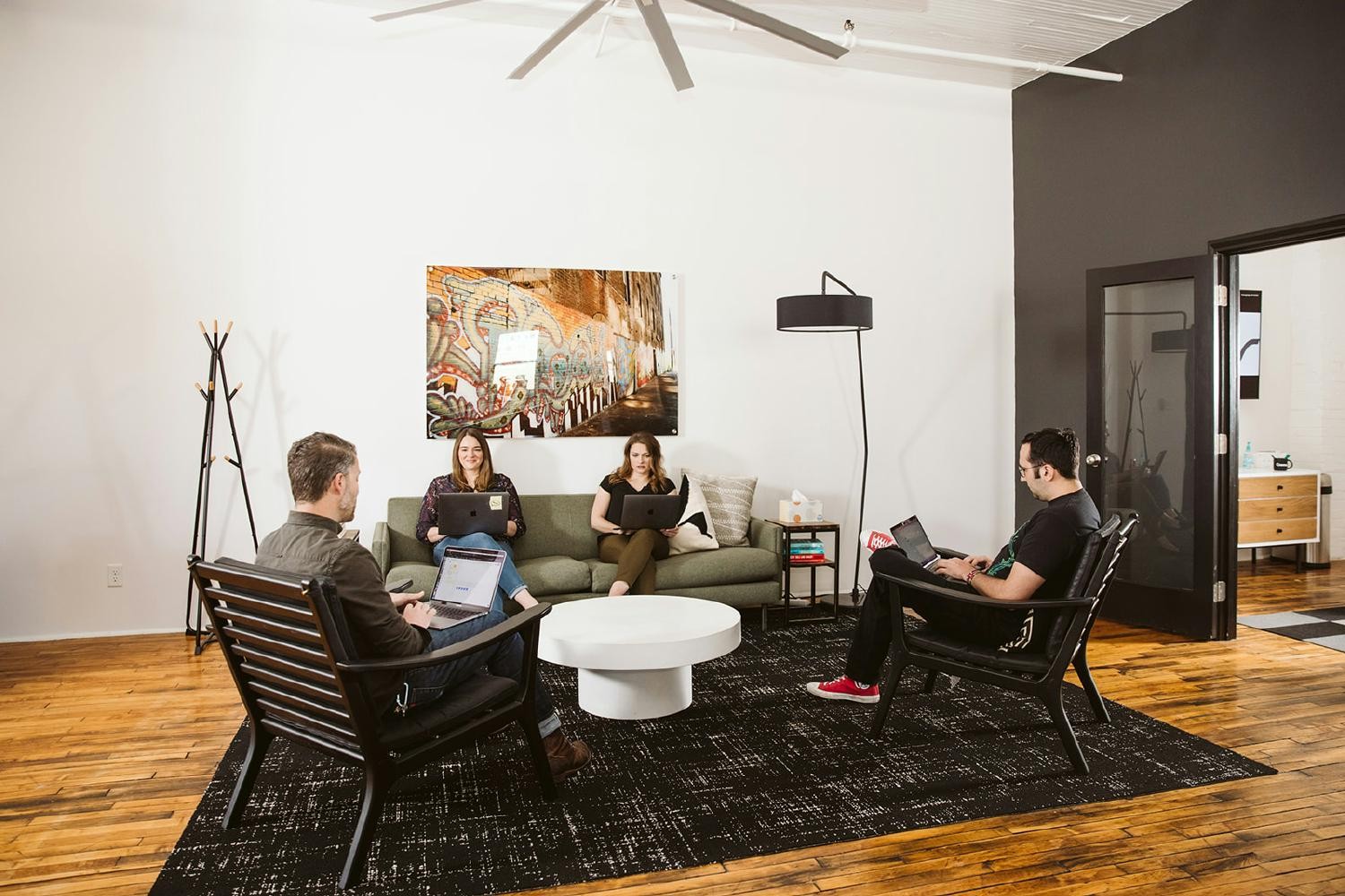 Team meeting in the loft area