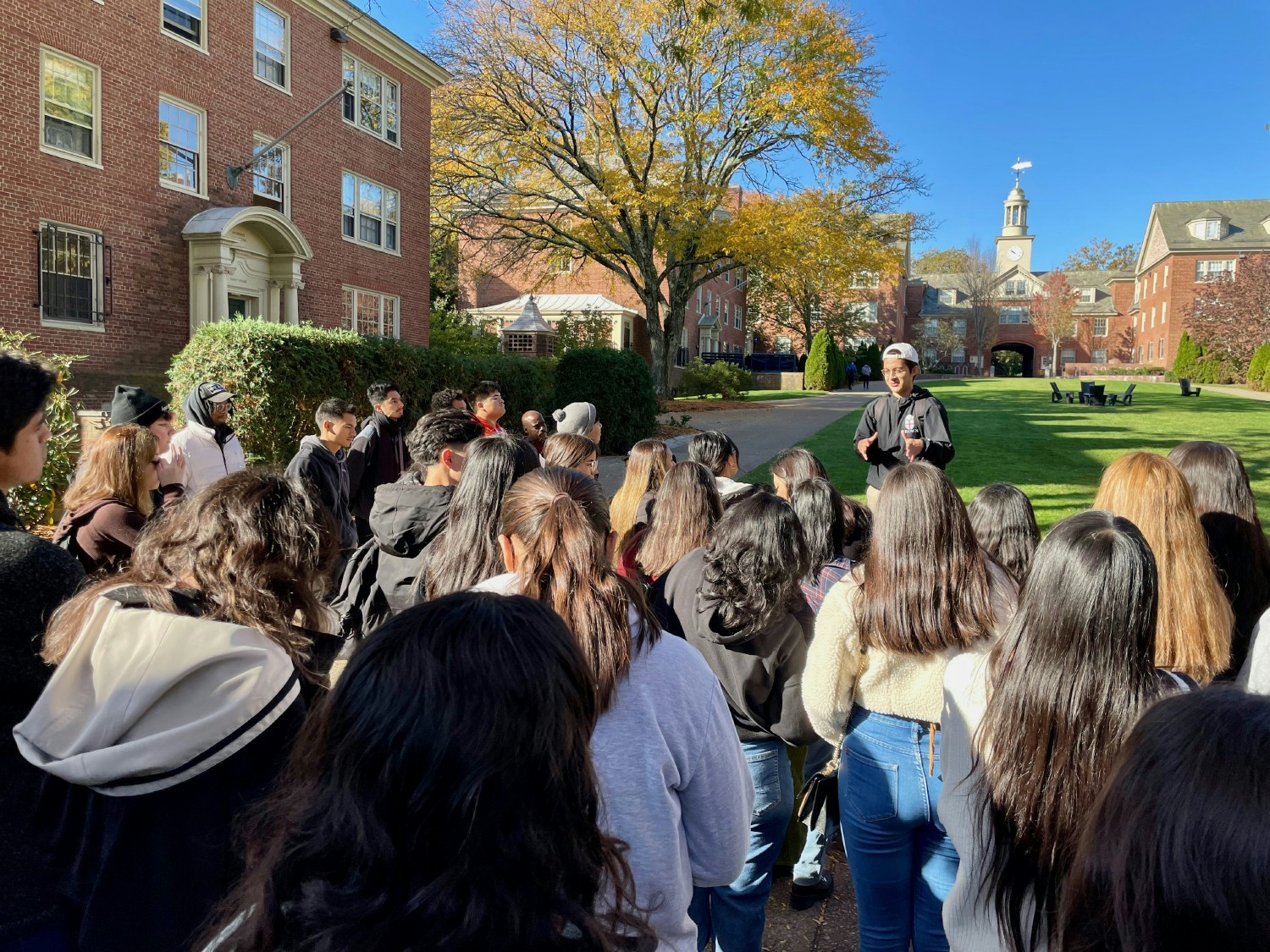 Alumni of Equipo like Brandon Avendano '19 at Brown University welcome younger students onto their campuses to visit.