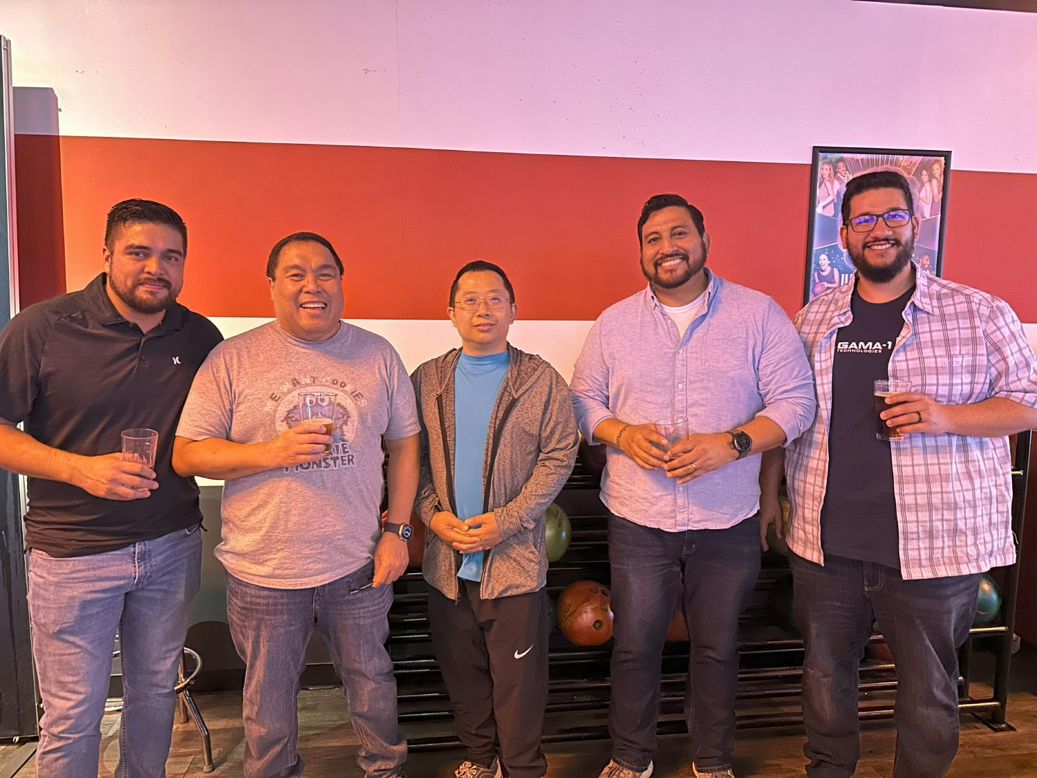 GAMA-1 staff enjoying a fantastic time at our bowling party!