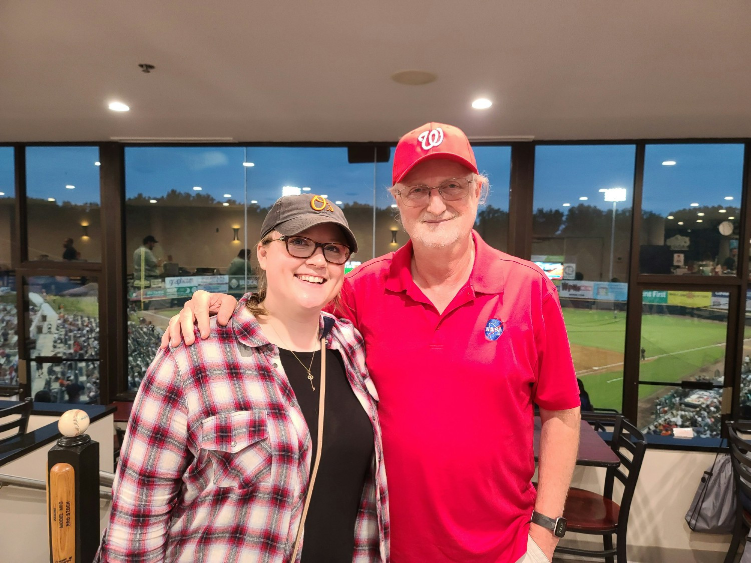 Senior Director of Operations, Leigh Ryan (left) & Chief Scientist, Lou Mayo (right) at GAMA-1's baseball outing