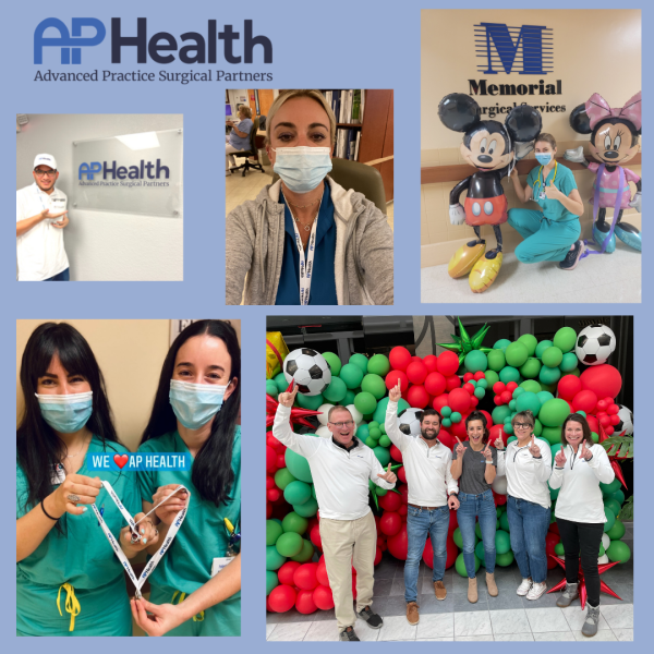 Some of our employees sporting AP Health swag to show their love for their company!