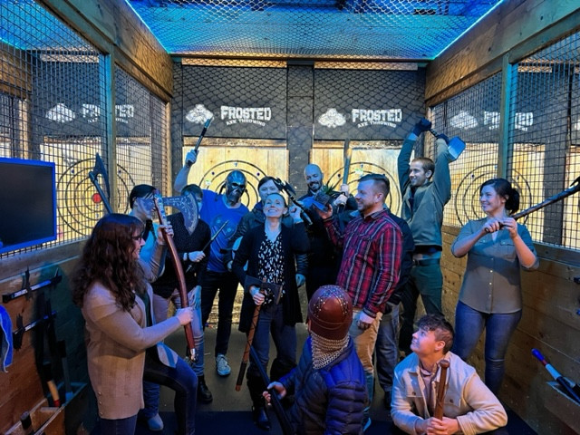 Team ax throwing morale event.
