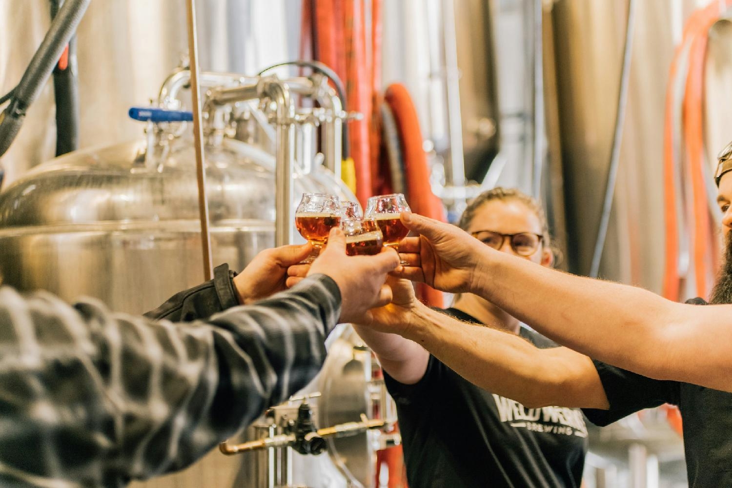 Some of the WeldWerks production crew enjoying a well-deserved beverage at the end of the day.