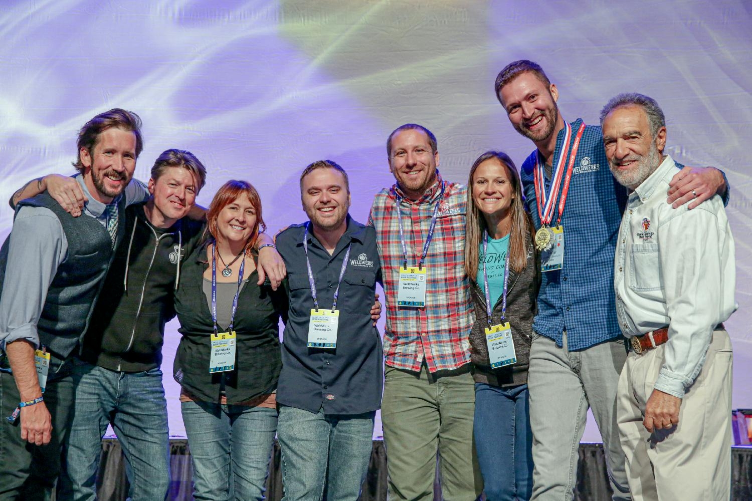 The executive team at WeldWerks receiving the 2nd of 2 medals at the Great American Beer Festival in 2018