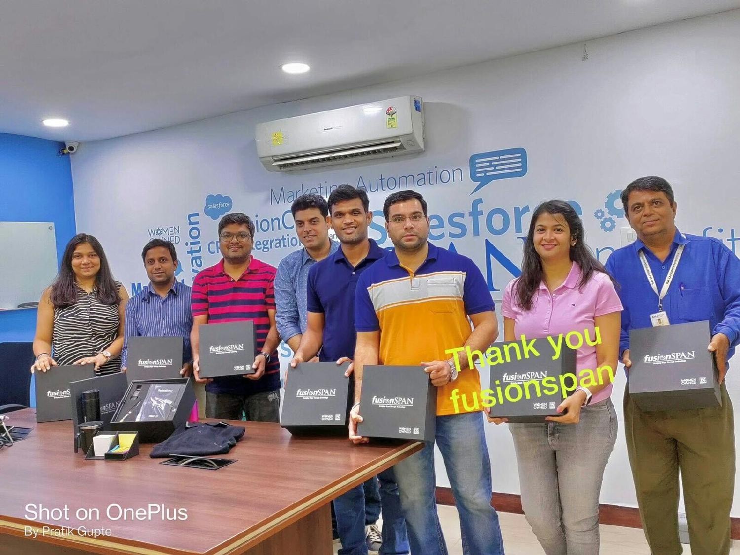 fusionSpan swag for our teammates in Nagpur, India!