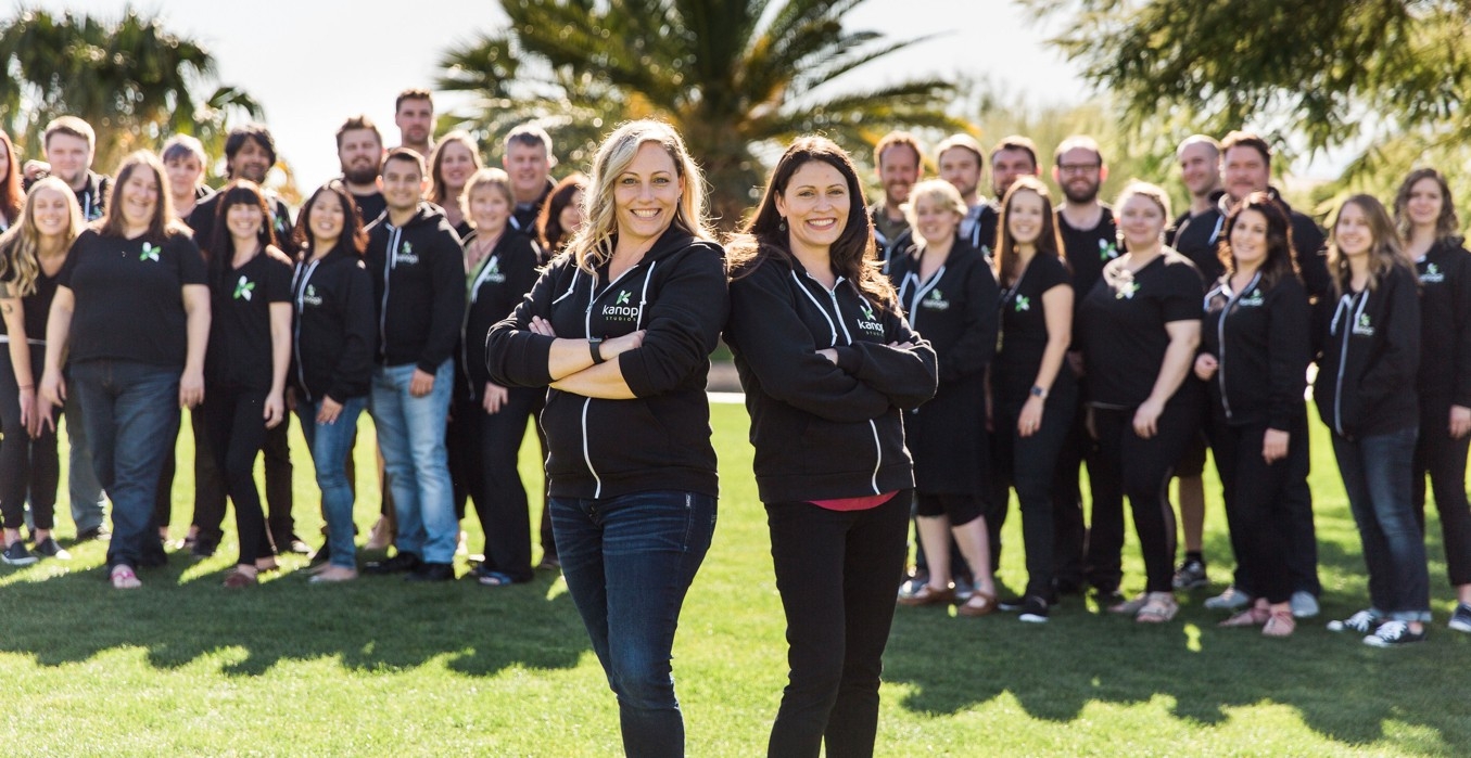 CEO Anne Stefanyk and COO Jill Taiji with the Kanopi team at our January 2019 retreat. We've grown since then! 