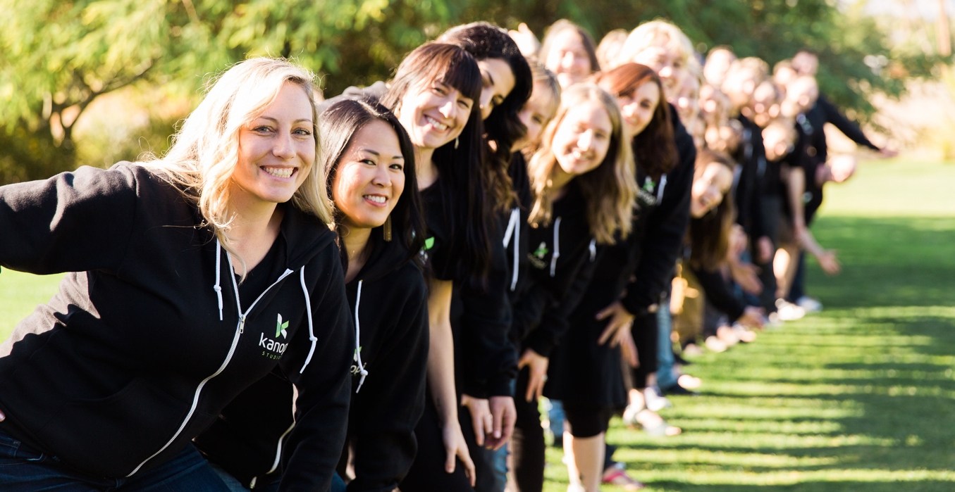 CEO Anne Stefanyk in the front of the Kanopi team at our January 2019 retreat. 