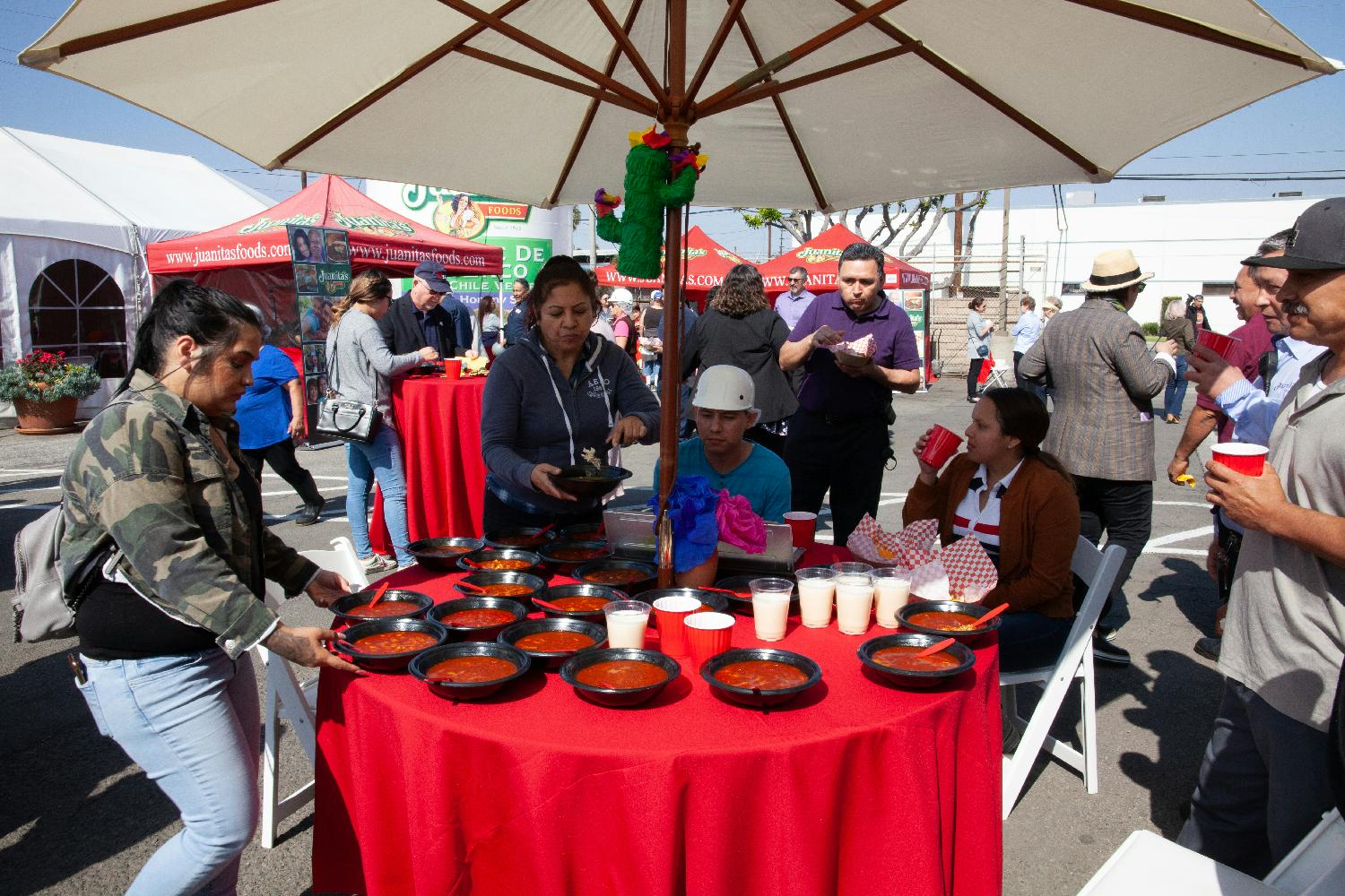 Employees enjoy their favorite Juanita’s items at a company event. 