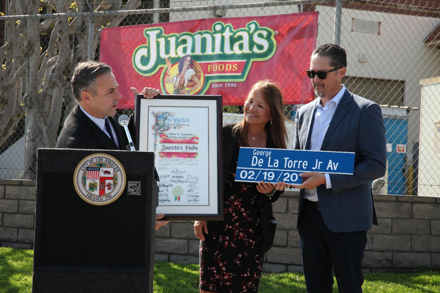 The City of Los Angeles honors our founder George De La Torre Jr by renaming a portion of our street to his name. 
