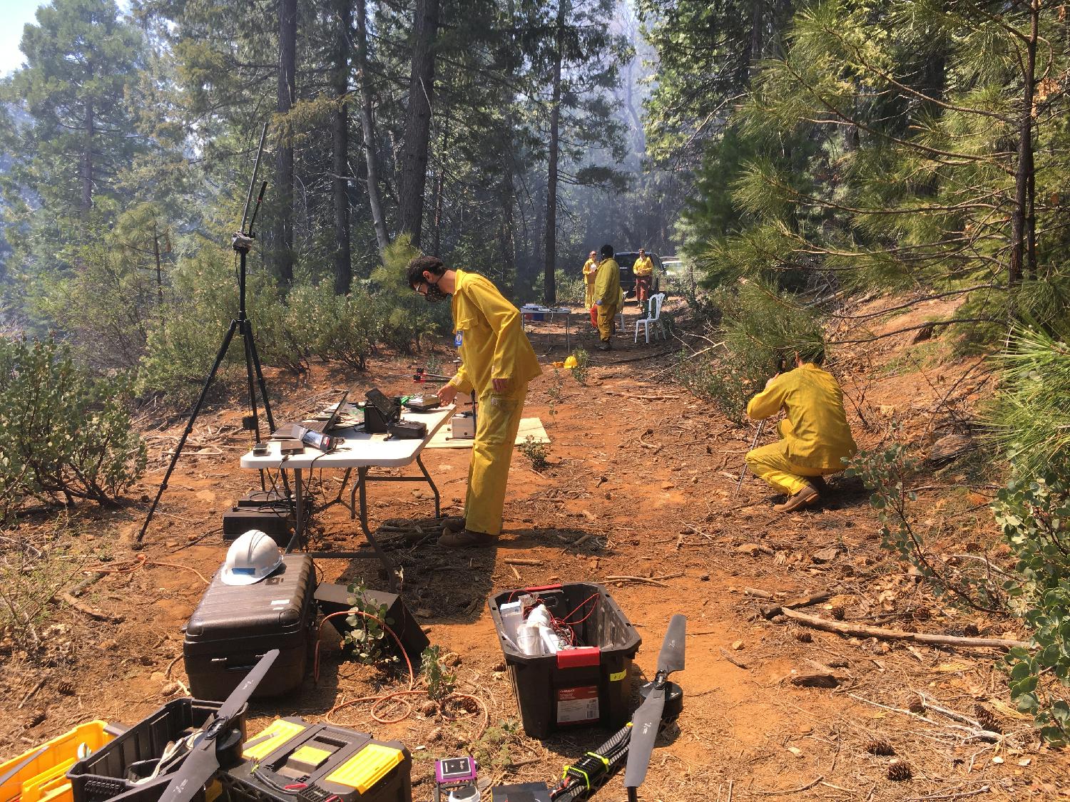 Preparing to gather data related to wild fire sensing and propagation using UAVs in the California mountains.