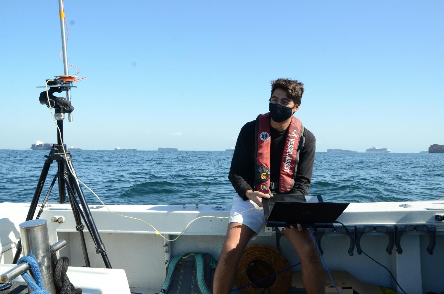At sea off the coast of Los Angeles testing an application for remote sensing