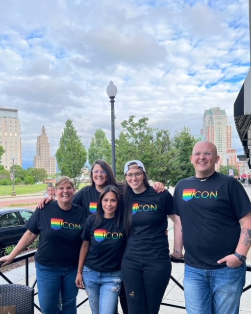 Shields team members walk in the PRIDE Parade in Providence, Rhode Island.