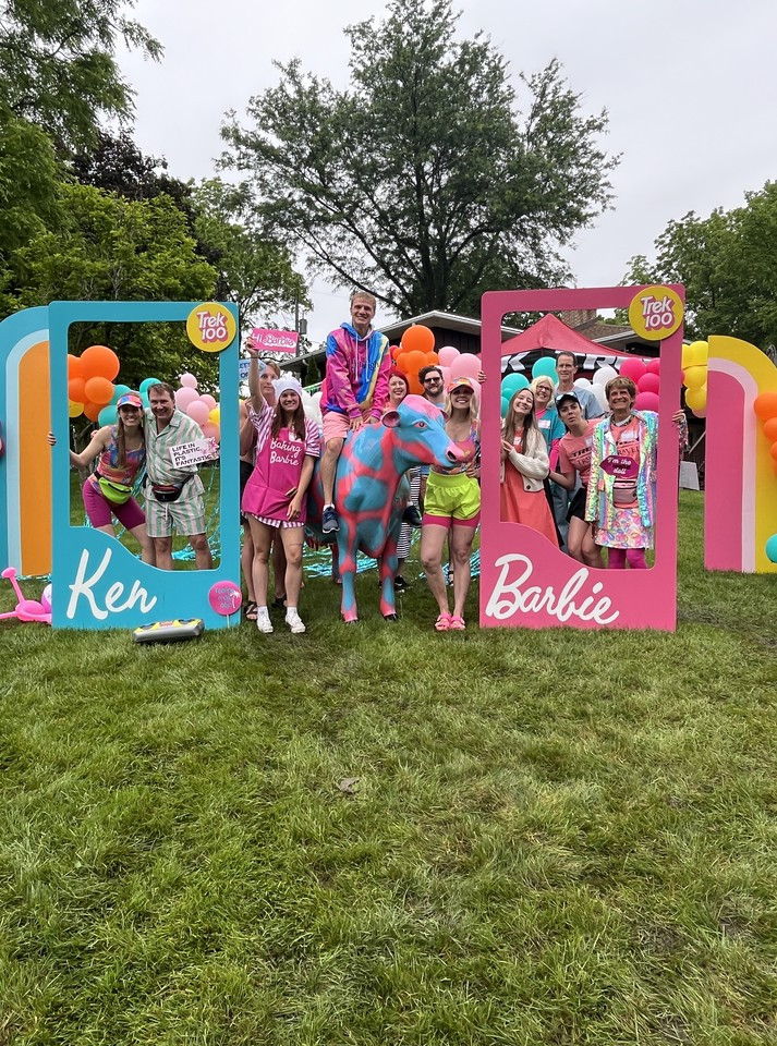 Office Staff volunteering at the Trek 100 charity bike ride for the MACC fund. We had a Barbie themed rest stop in 2024!