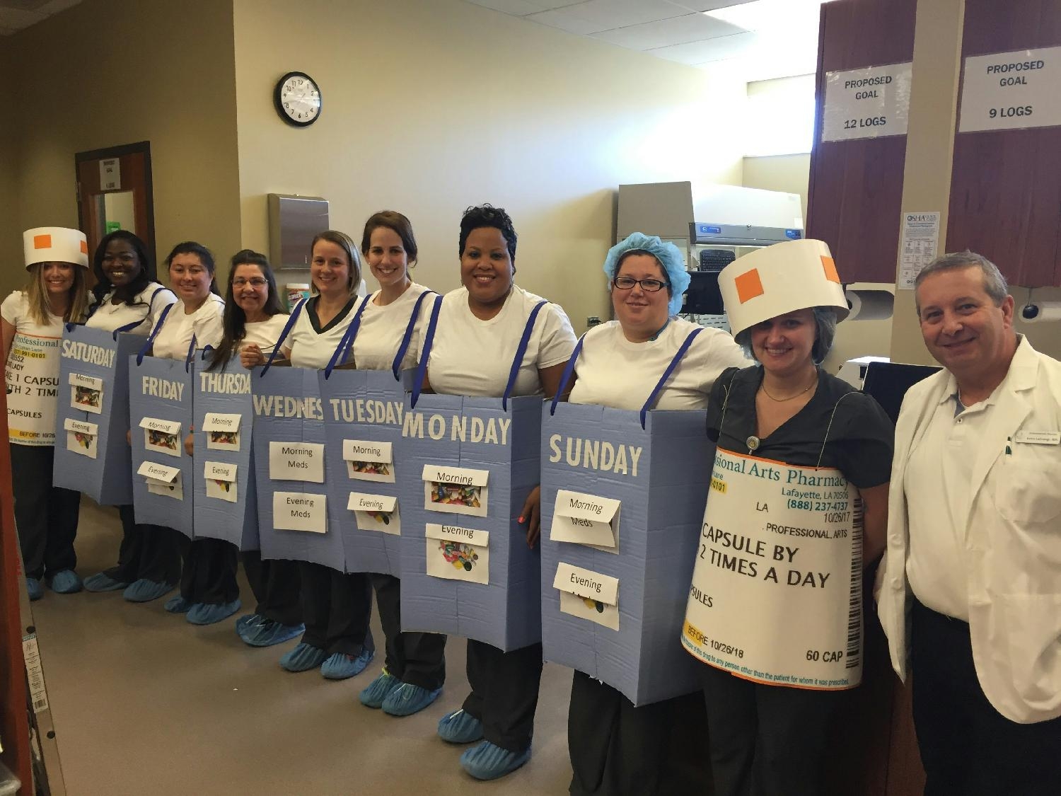 Our Compounding Lab employees dressed up as a Weekly Pill Box for Halloween!  