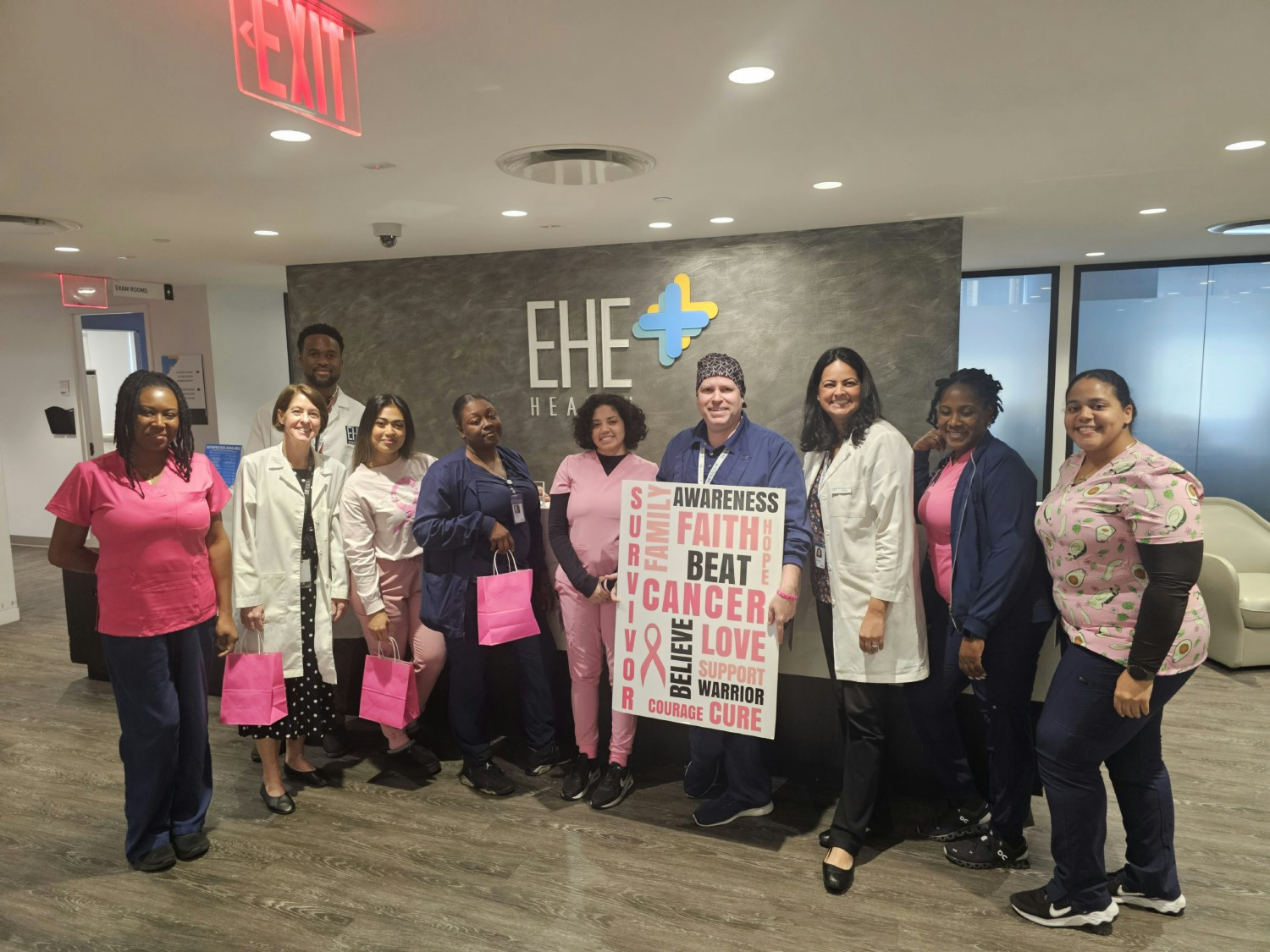 EHE's fantastic NYC clinic team showing their support for Breast Cancer Awareness Month!