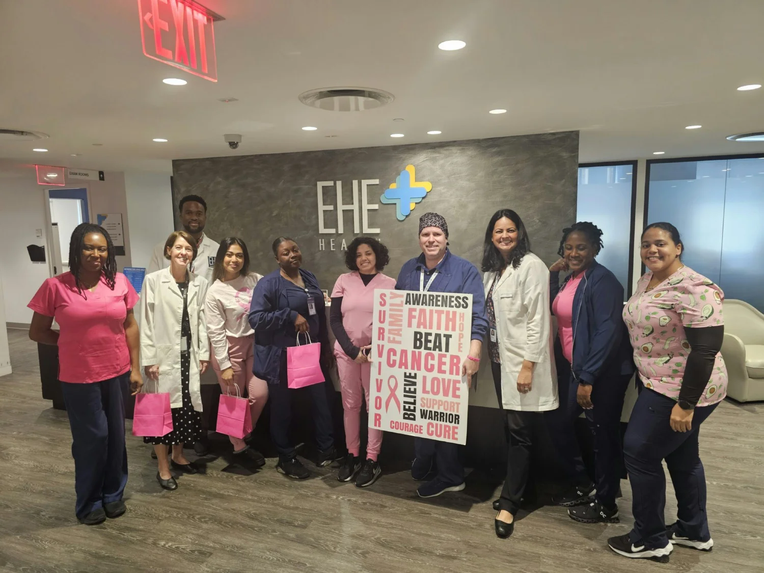 EHE's fantastic NYC clinic team showing their support for Breast Cancer Awareness Month!