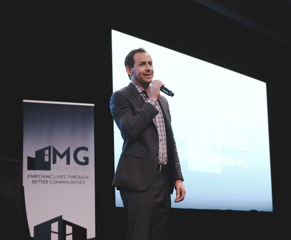 MG Properties President, Jeff Gleiberman speaks to the team at the annual Leadership Conference. 