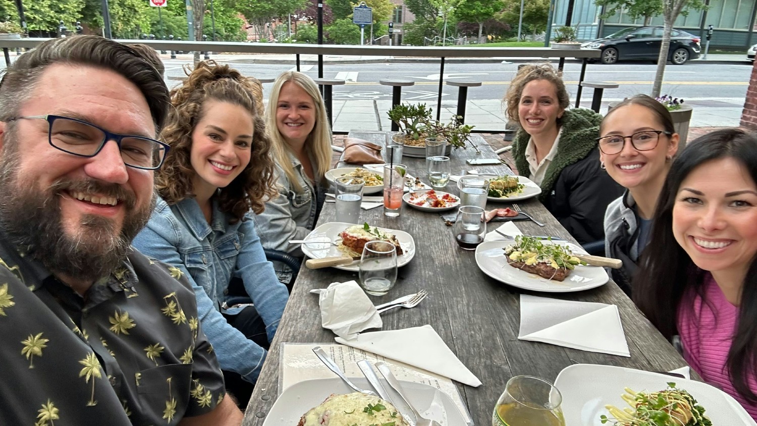 Carrot's Learning and Development team enjoying lunch at a team offsite