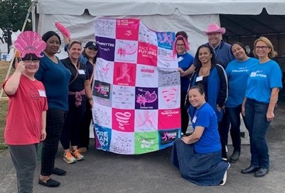 New Jersey colleagues and leaders use Heart and Soul time to help set up the Susan G. Komen Walk.