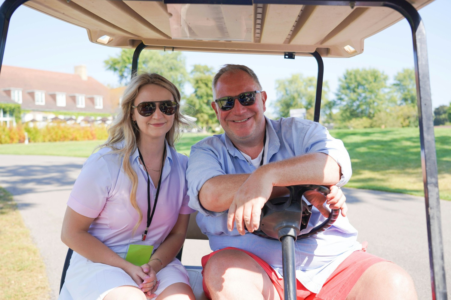 Corporate team members enjoying the annual Geneva Foundation Golf Outing.