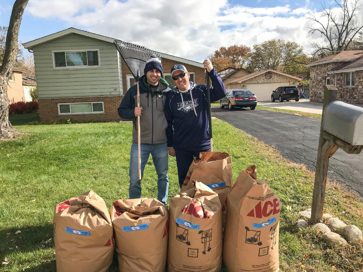 Chief employees volunteer at Dupage Senior Citizen Council, doing yard work for Elmhurst senior citizens.