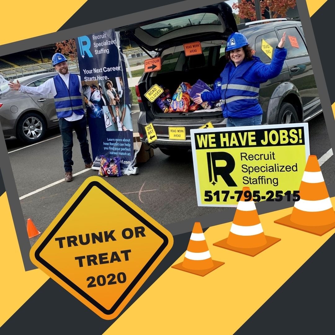 VP of Operations Justin Tobin and Business Development Manger Jessica Webb participating at a Trunk or Treat event. 