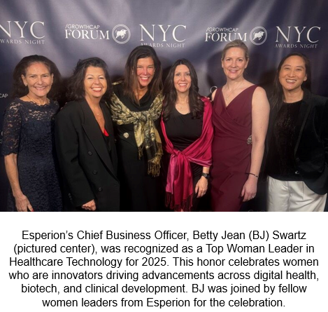 Esperion’s Chief Business Officer, Betty Jean (BJ) Swartz, was recognized as a Top Woman Leader in Healthcare Technology