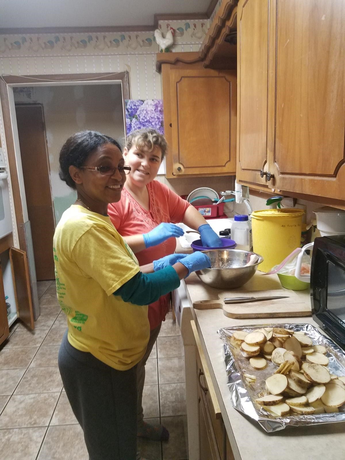 A New Leaf staff assists residential clients with food preparation, cleaning, personal finance, and more! 