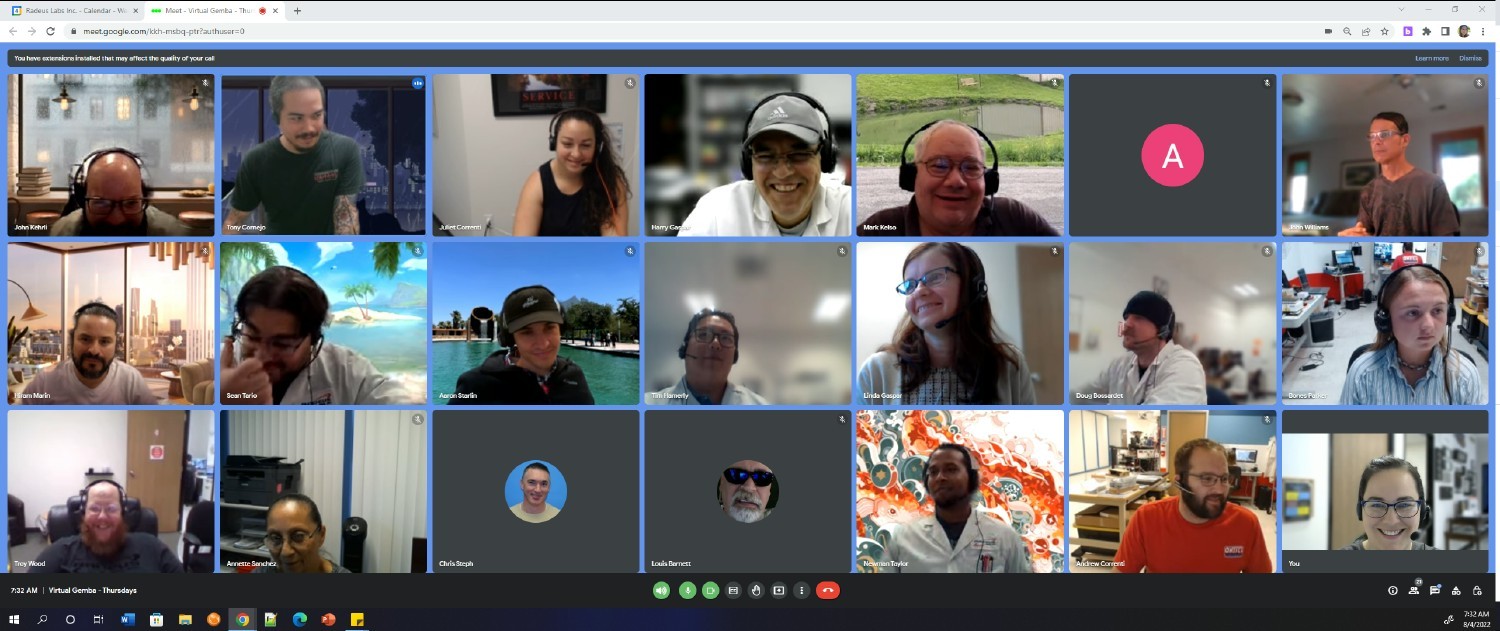Radeus Labs Virtual Gemba Meeting