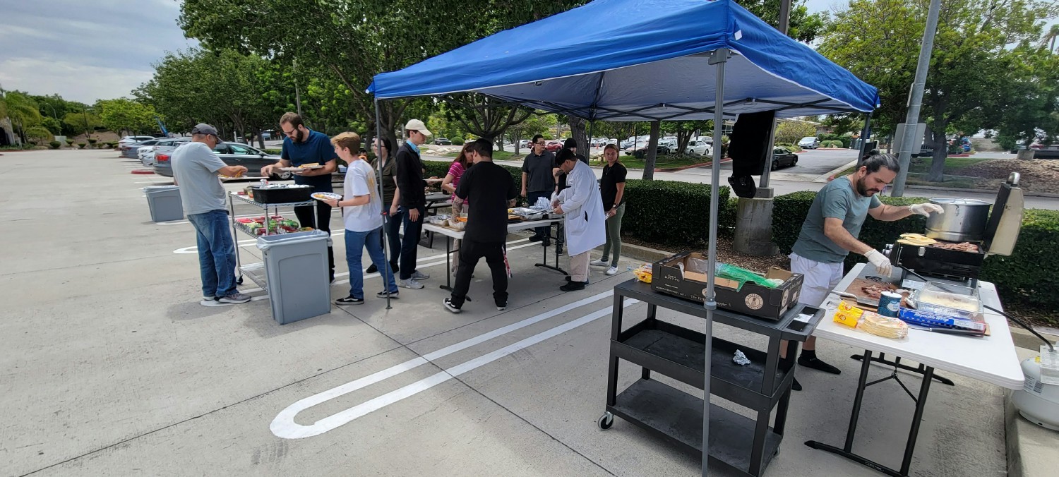 Radeus Labs BBQ at their picnic tables 